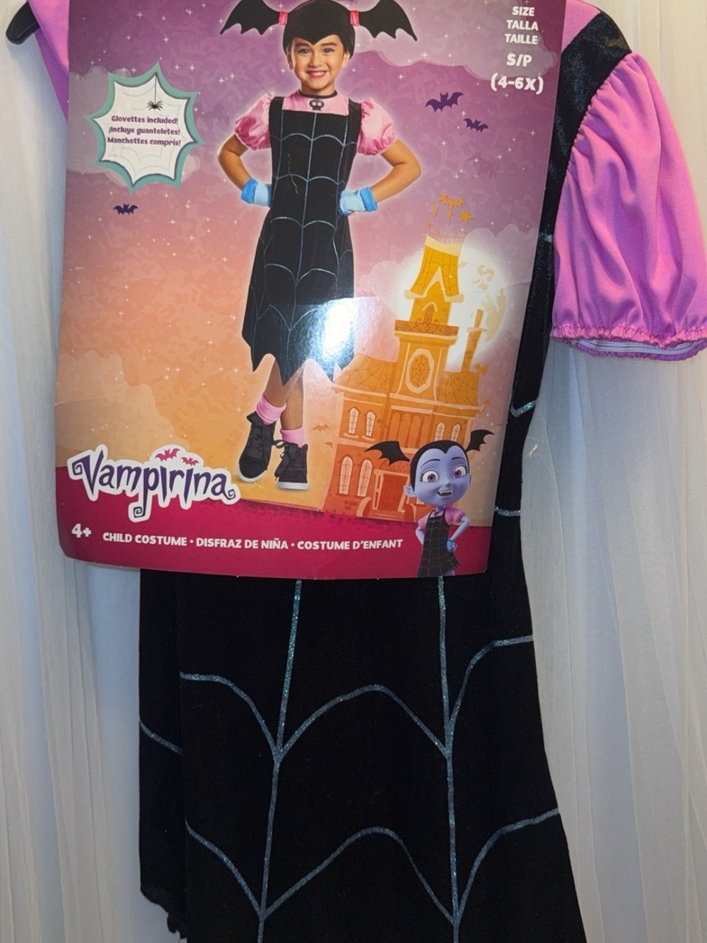 NEW Vampirina Girls' Black and Purple Bat Web Dress Costume sz. 4-6x